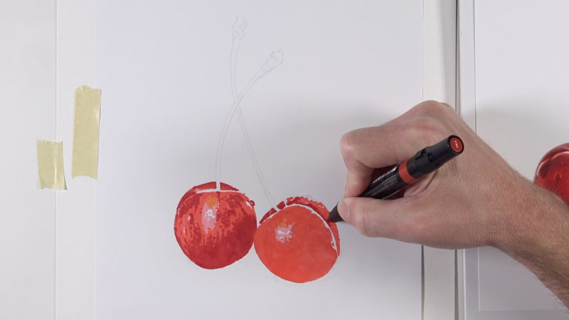 绘制樱桃通过创建一个标记底漆