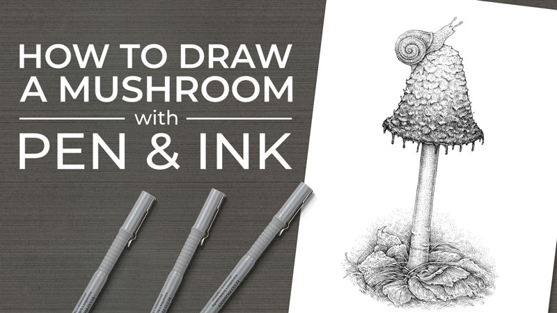 如何画蘑菇-钢笔和墨水