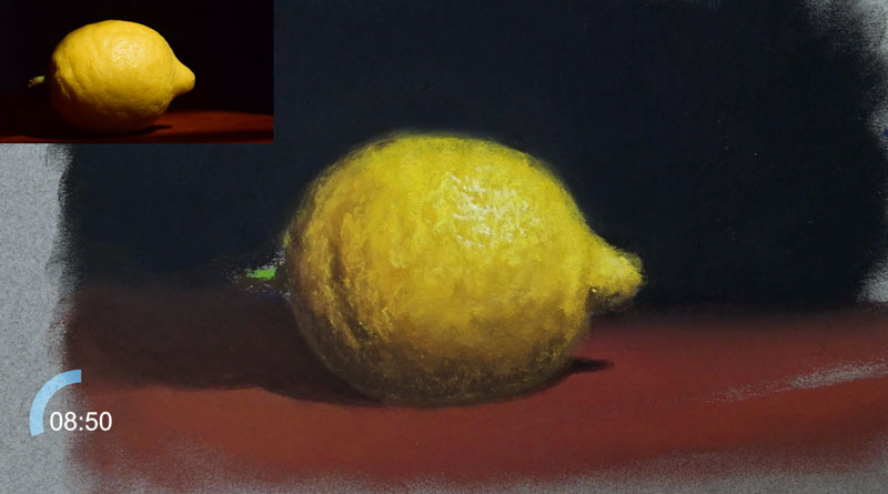 画上的茎柠檬和添加高光
