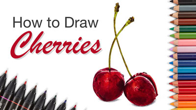 如何画樱桃-马克笔和彩色铅笔
