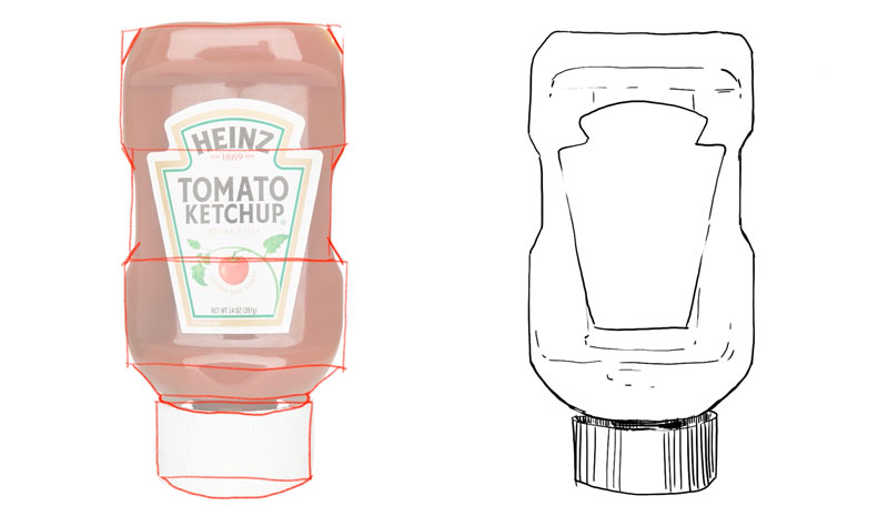 画的轮廓线番茄酱瓶