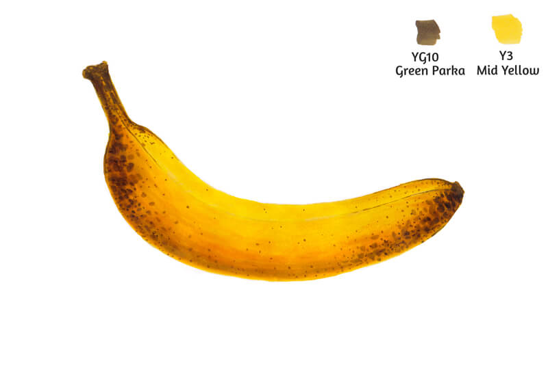 添加深色斑点的香蕉