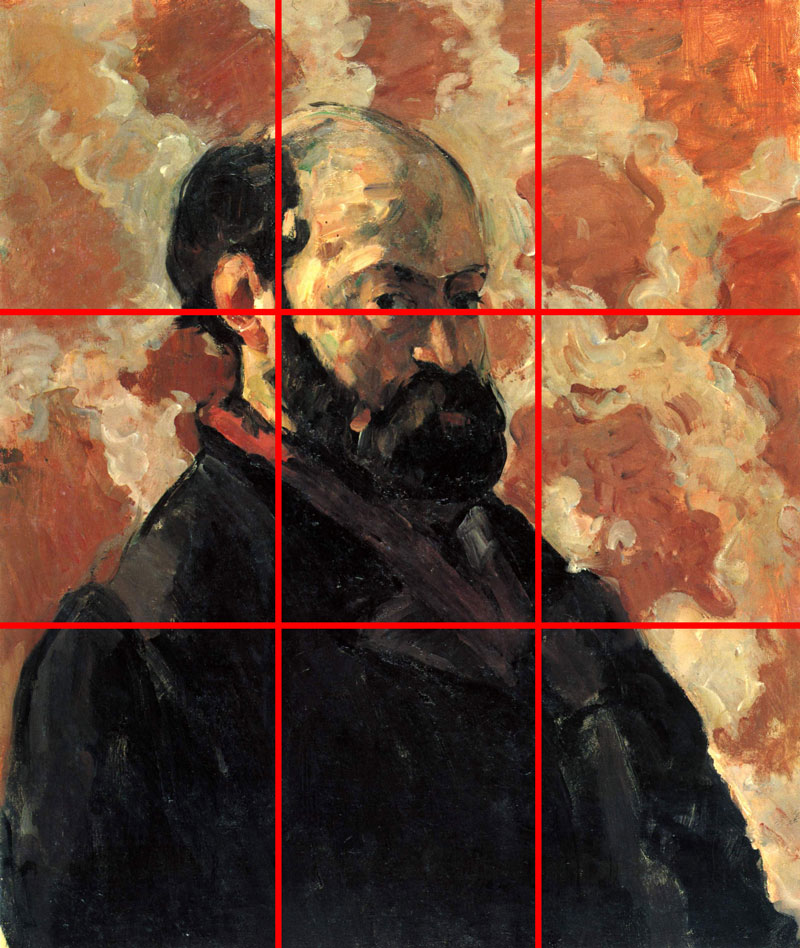 塞尚肖像的例子，使用三分法