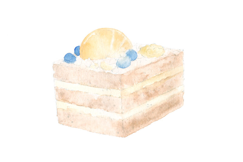 基础层的水彩应用于蛋糕