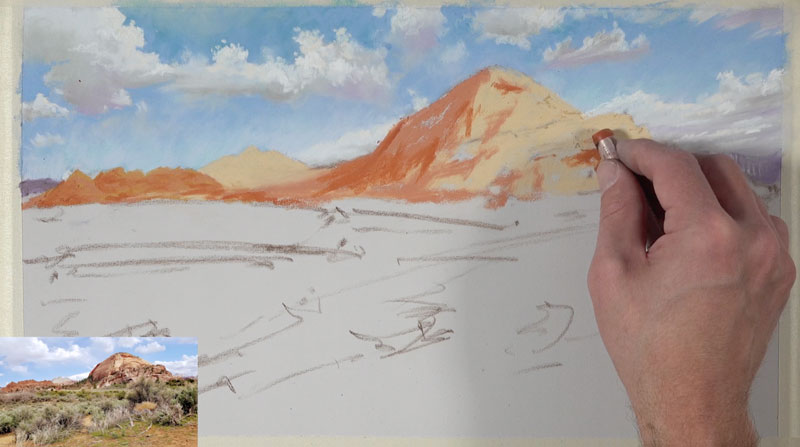绘画的基本形状颜色遥远的沙漠高山