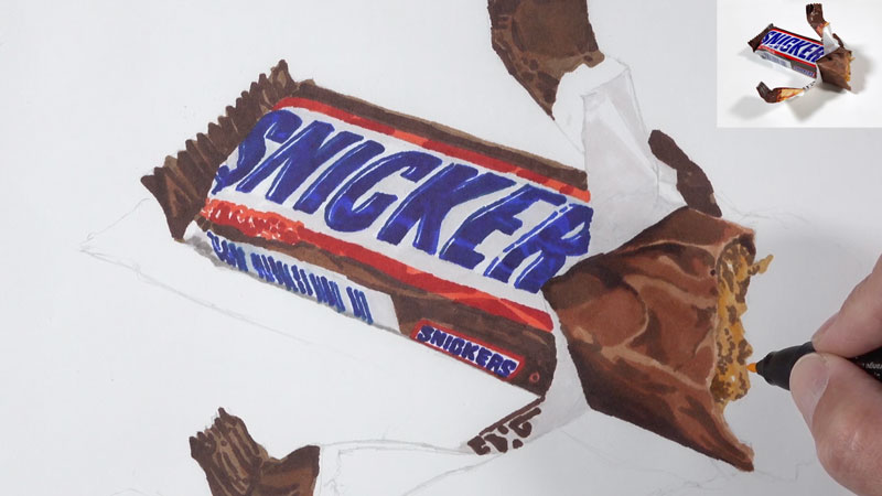 用马克笔画出巧克力和糖果馅