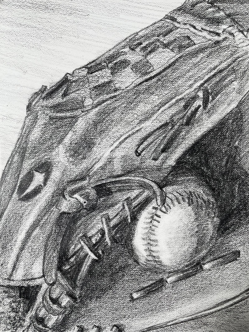 铅笔画棒球和手套
