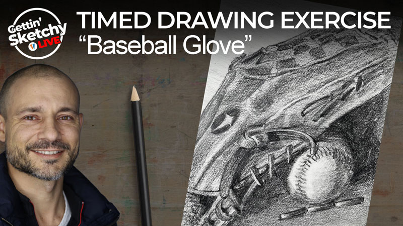 如何画一个棒球手套和球吗
