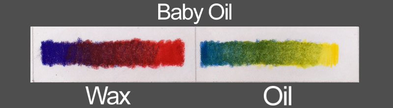 将彩色铅笔与婴儿油混合