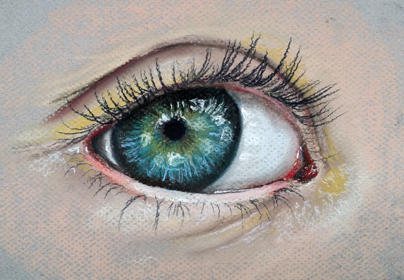 如何用彩笔描绘了一幅现实的眼睛吗