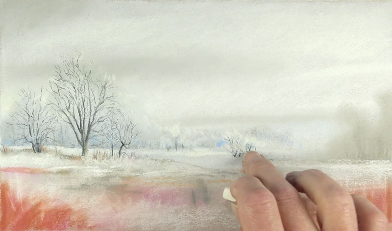 描绘遥远的冬天树木