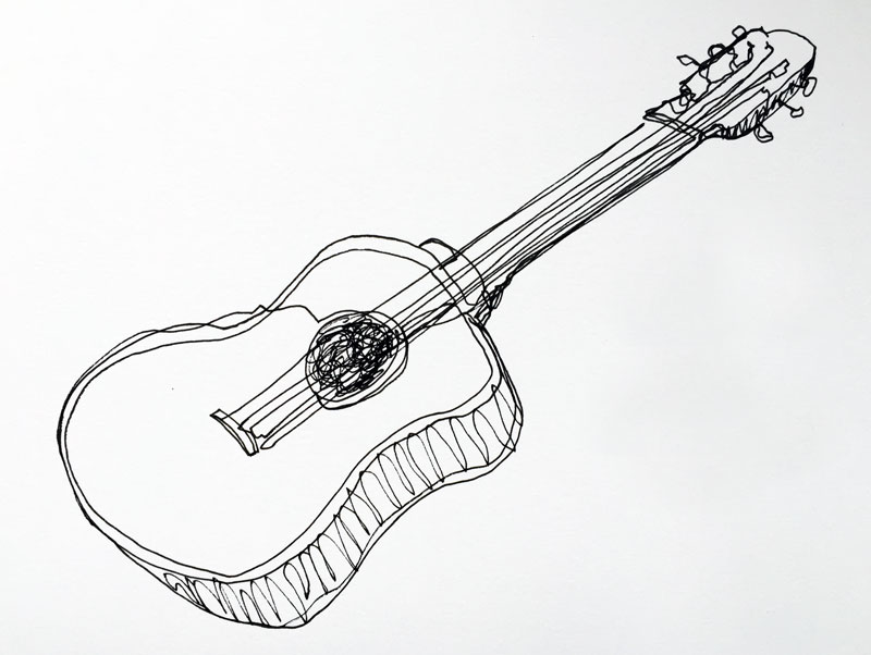吉他的连续线条绘制