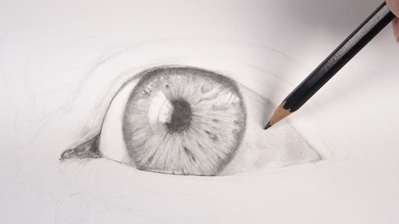 用铅笔画眼睛-第三步-加深眼睛的白色部分