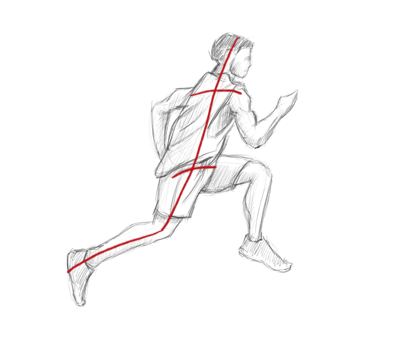 如何画一个人的肩膀和腰部的跑步线