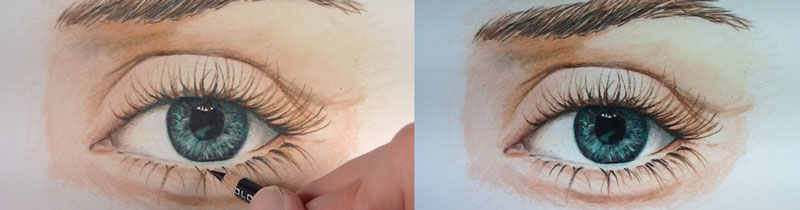 如何用彩色铅笔画一只眼睛。