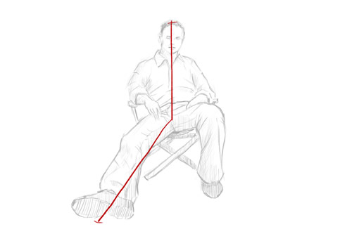 如何画一个人坐下的第一步——从头到脚的线条