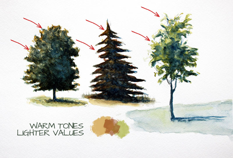 画树时用暖色调